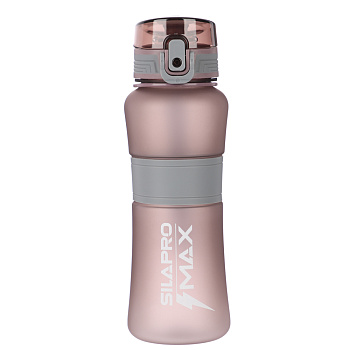 SILAPRO MAX Бутылка спортивная с замком, ELDERBERRY-ULTIMATE GREY, 600мл, РС, силикон