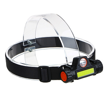 Фонарик налобный тм ЕРМАК, 800мАч, 1 COB, 1 LED, 8х3 см, 2 режима, пластик