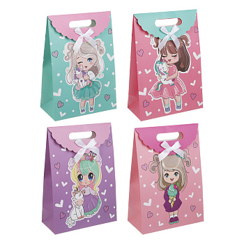 Пакет подарочный бумажный тм LADECOR, M 27x19x9 см, детский, 4 дизайна