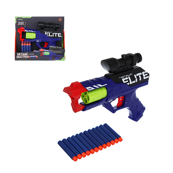 ИГРОЛЕНД Бластер "Меткий выстрел" с мягкими пулями, 12 пуль, ABS, 25х20х8 см, 2 дизайна