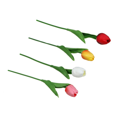 LADECOR Цветок искусственный тюльпан, 32 см, PU, пластик, железная проволока, 4 цвета