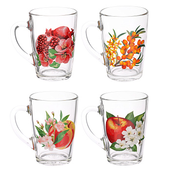 ОСЗ Кружка стеклянная 300мл с дизайном, стекло