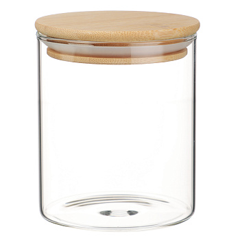 VETTA ЭКО Эллипс Банка для хранения 450мл, 10х8,5см, стекло, бамбук
