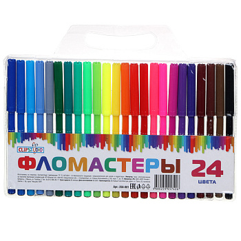 Фломастеры 24цв. ClipStudio с цветным вент.колпачком, пластик, в ПВХ пенале