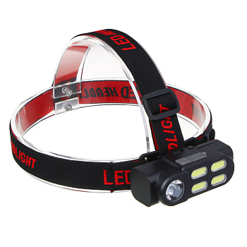 ЕРМАК Фонарь налобный, XPE+COB, 4 режима, зарядка USB, 83х27х25 мм, съемный аккумулятор, без АКБ