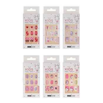 ЮНИLOOK Набор накладных самоклеящихся ногтей, детский, 24шт, 6 дизайнов
