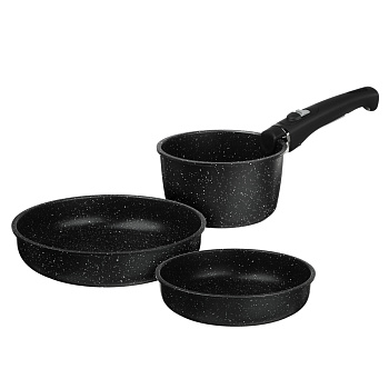 SATOSHI Нера Наб.пос. 4пр съемная ручка, ковш 1,3л, сковороды 20,24см, антиприг.мрамор, индукция