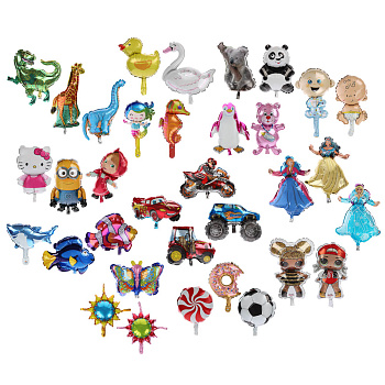 Шар фольгированный мини-фигура на палочке, цвета микс