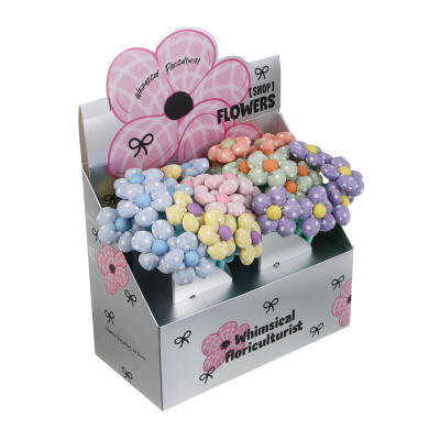 Ручка гелевая синяя 0,5мм, "Цветы", гибкий силиконовый корпус, полиэстер, 3 дизайна, шоу-бокс