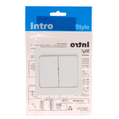 Выключатель двухклавишный скрытой установки Intro Style, 10А-250В, IP20, СУ,7-104-01, белый