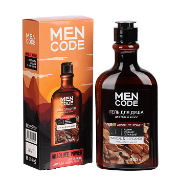 Гель для душа MEN CODE ABSOLUTE POWER с экстрактами сандала и бергамота в подарочной коробке, 300мл