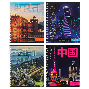 Тетрадь 48 л., А5, в клетку, блок №2, обложка картон, спираль