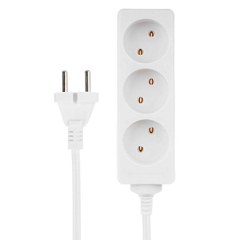 Удлинитель 3 гнезда 5м BY, сеч. провода 0,75 кв.мм, евророзетка, 6A, макс. мощность1500Вт