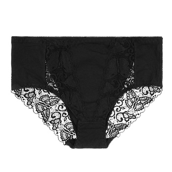 GALANTE Трусы женские макси с кружевом, р.50, 95%хлопок, 5%спандекс, черный, НБ25-16