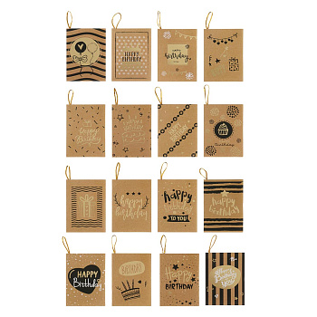 Открытка бирка, 6,7x9,4 см, бумага, микс дизайнов