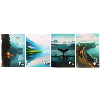 Тетрадь 96л. ClipStudio А4, в клетку, БЕЛЫЕ ЛИСТЫ, обложка картон, скрепка, 4 диз