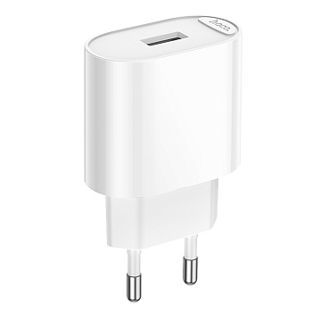 Сетевое зарядное устройство hoco. модель C109A, USB-A 10.5W, цвет: белый