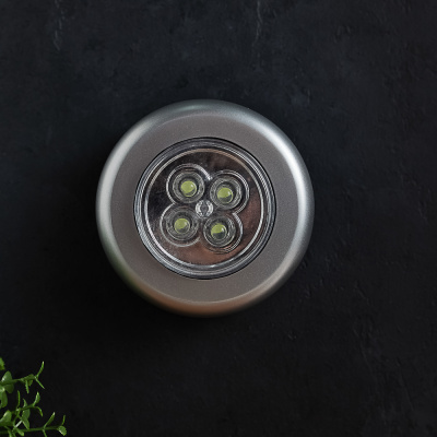 Светильник точечный нажимной BY, 6,5см, 3xААА, 4 LED, пластик