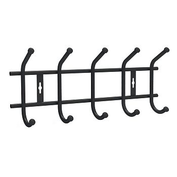 Вешалка настенная, 5 крючков металл, цвет матовый черный