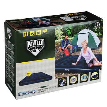 BESTWAY Матрас надувной EASY INFLATE с подголовником, встр.ножн.насос, 203x152x28см, до 300кг, 67226