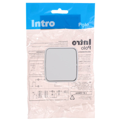 Выключатель одноклавишный открытой установки Intro Polo/Quadro 10A-250В, IP20, белый