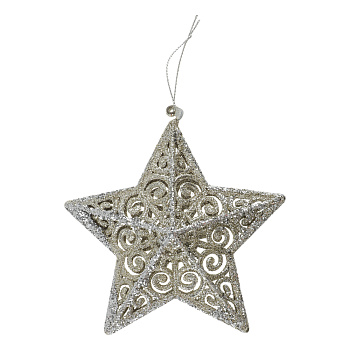СНОУ БУМ Подвеска декоративная "Звезда" 12,5 см, пластик, глиттер, золото