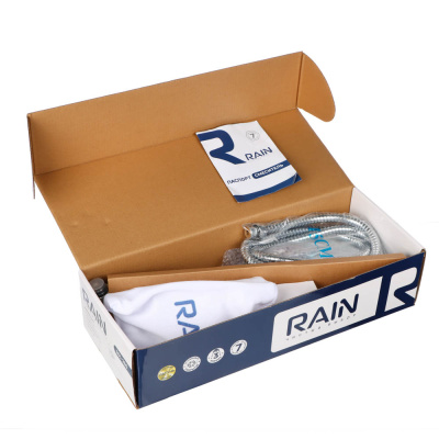 RAIN Смеситель для ванны Нефрит, круглый излив 40см, керам. кран-буксы 1/2, душ. набор, латунь, хром