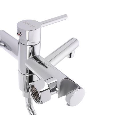 RAIN Смеситель для ванны, прямой излив 18см, душ. набор, картридж 25мм, латунь, хром