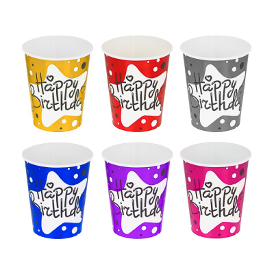 Набор бумажных стаканов тм Fntastic, 6 шт, 250мл, фольгирование, 6 цветов