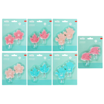 Крючки самоклеящиеся тм VETTA, сталь Q195, полипропилен, акрил, 4 дизайна, 2шт