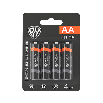 Батарейки AA BY (LR06) 4шт в блистере, щелочные 1.5V, высокой ёмкости