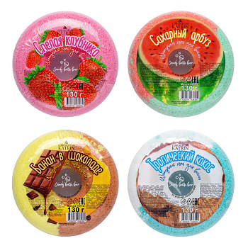 Соль для ванн шипучая Пончик Candy bath bar, 4 вида, 130 г