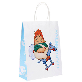 Пакет подарочный с кручеными ручками L 24х10,5х32 см, "Малыш и Карлсон. Лучший возраст"