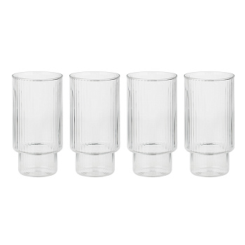 MILLIMI Набор стаканов Астра 400 мл, 4 шт, стекло, рифленый