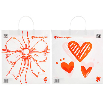 Пакет п/эт 37х34х6 см, с пластиковой ручкой, белый с рисунком