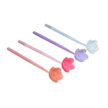 Ручка гелевая синяя "Цветочное настроение", силиконовый корпус, 4 вида, шоу-бокс