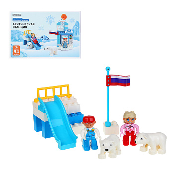 ИГРОЛЕНД Конструктор с большими деталями, пластик, 41-70 дет., 30х20х10см, 8 дизайнов