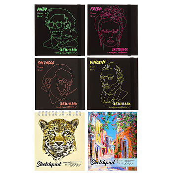 Скетчбук (альбом), тверд.подложка, спираль, в ассортименте