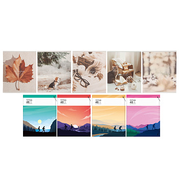 Тетрадь 48л. СlipStudio А5, в клетку, БЕЛЫЕ ЛИСТЫ, обложка картон 190 гр/м2, скрепка, 5 диз.