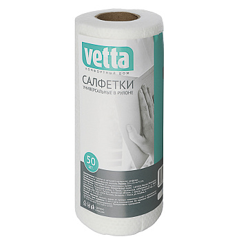 VETTA Салфетки универсальные 50 шт.в рулоне, 20x25 см., спанлейс