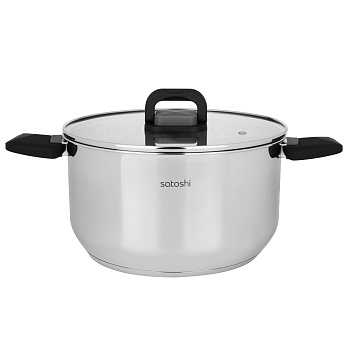 Кастрюля тм SATOSHI Манн 24х13,5см. 6,5л. со стекл. крышкой, индукция