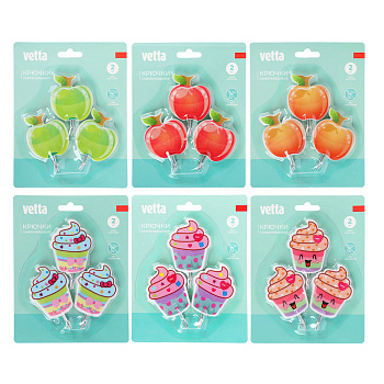 VETTA Крючки самоклеящиеся на блистере "Идиллия", 3шт, металл, пластик,  4 дизайна