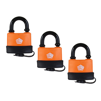 ЕРМАК Набор влагозащищенных навесных замков "Система всё под один ключ" (3 замка + 3 ключа)