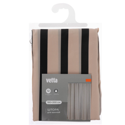 Штора для ванной тм VETTA Tessa, полиэстер 90 г/м2, 180x200см, 12 металлических колец