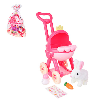 ИГРОЛЕНД Интерактивный питомец в коляске, 2хАА, PP, полиэстер, ABS, 23х42х49,5 см