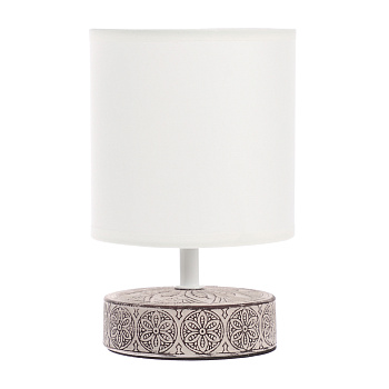 BY Светильник переносной настольный Перей, 40Вт, 20,5 см, E14, 230В, керамика,текстиль,белый/бежевый