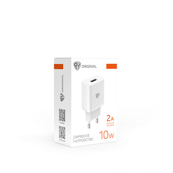 BY Сетевое зарядное устройство Usual 10Вт, 1хUSB-А, 2А, 5В,110-240В, 50-60Гц, пластик, белый