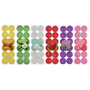 Набор ароматизированных свечей в капсулах 12шт, металл, парафин, 3 цвета