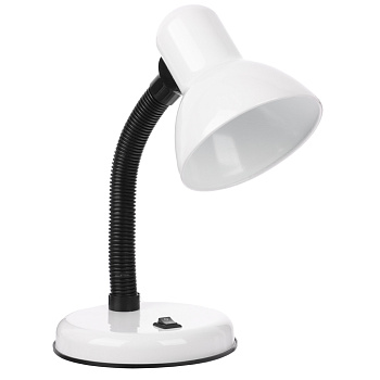 Лампа настольная BY, Е27, 28см, 40Вт, 220В, с выключателем, шнур 75 см, белый