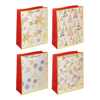 Пакет тм СНОУ БУМ подарочный, 26x32x10см, тиснение, бумага, арт.21, 4 дизайна